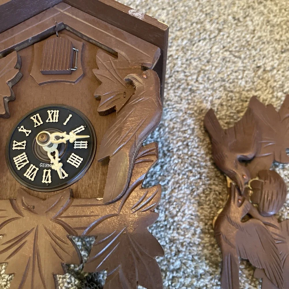 German Cuckoo Clock Regula Movement UNTESTED For Parts/Repair W/Weights/Pendulum